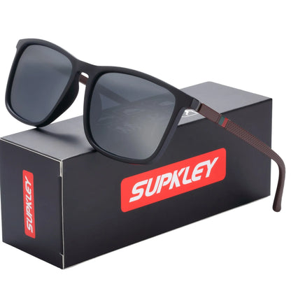 Ochelari de soare SUPKLEY pentru bărbați, polarizați, confortabili, cu ramă pătrată, accesoriu ușor pentru ochelari, cu original