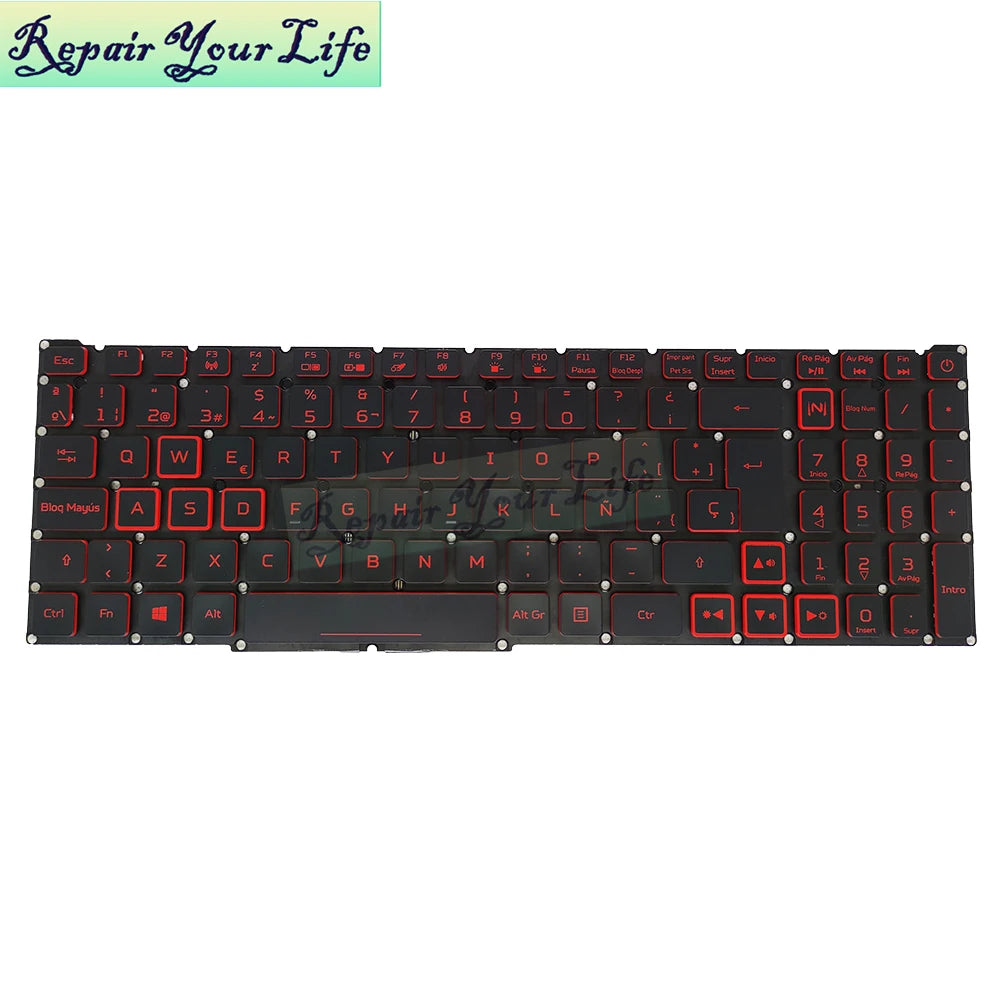 Teclado retroiluminado PT-BR Brasil US RU para Acer Nitro 5 AN515-54 AN515-43 AN517-52 AN517-51 AN517-54 AN715-51 Espanha LA IT TR GR FR