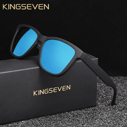 KNGSEVEN Ochelari de soare rotunzi la modă pentru bărbați și femei, casual, polarizați, cu protecție anti-UV400, pentru activități în aer liber, cu ramă neagră, potriviți pentru condus