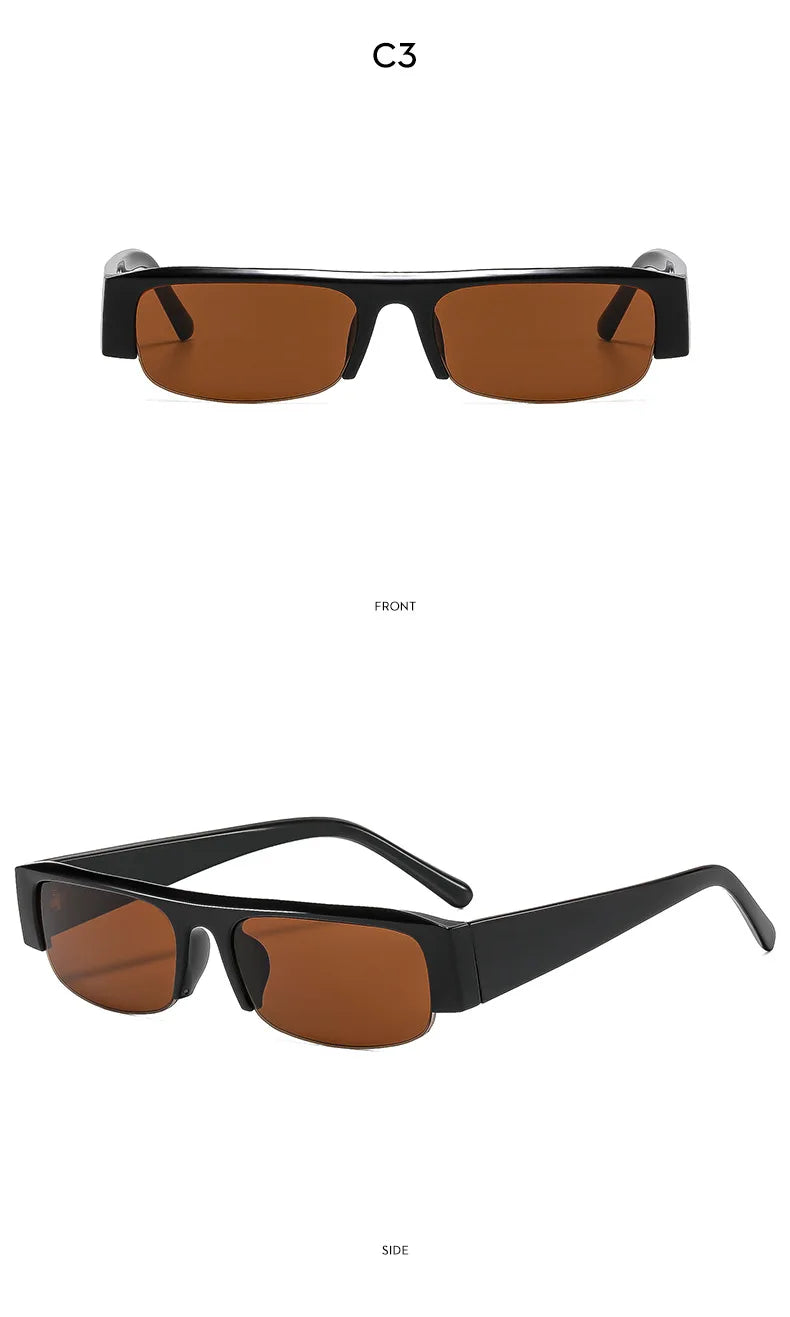ochelari de soare vintage, mici, dreptunghiulari, cu jumătate de ramă, negri, cu lentile în degrade leopard, pentru femei, ochelari de soare la modă pentru condus