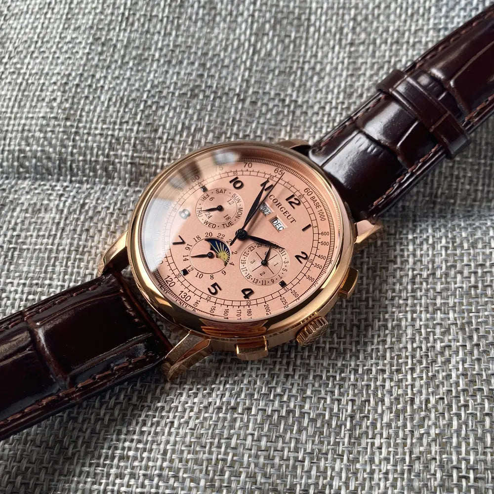 Automatické hodinky pre mužov Multification Date Day Month Year 316L, mechanické pánske hodinky s lešteným puzdrom, indikátorom deň/noc, 42mm