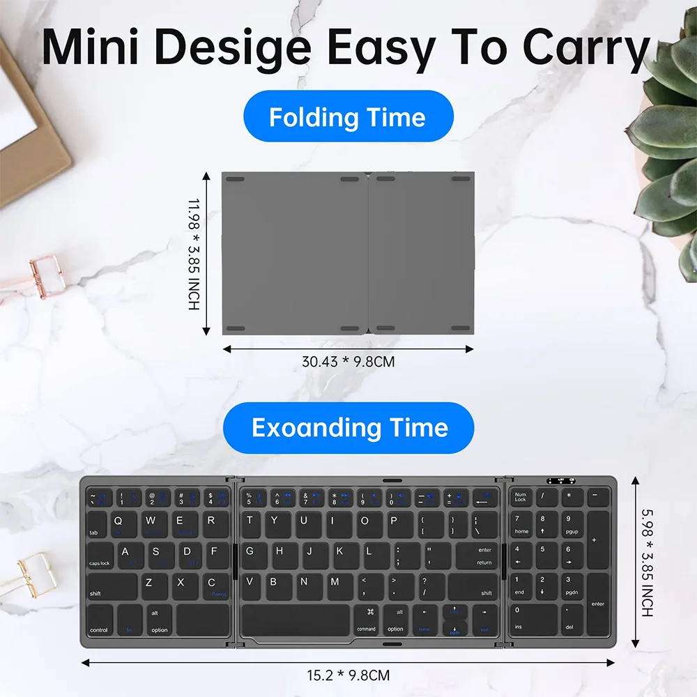 Foldable Wireless Bluetooth Keyboard Rechargeable Folding Keyboard For IPAD Mobile Tablet Notebook Office Mini Wireless keyboard