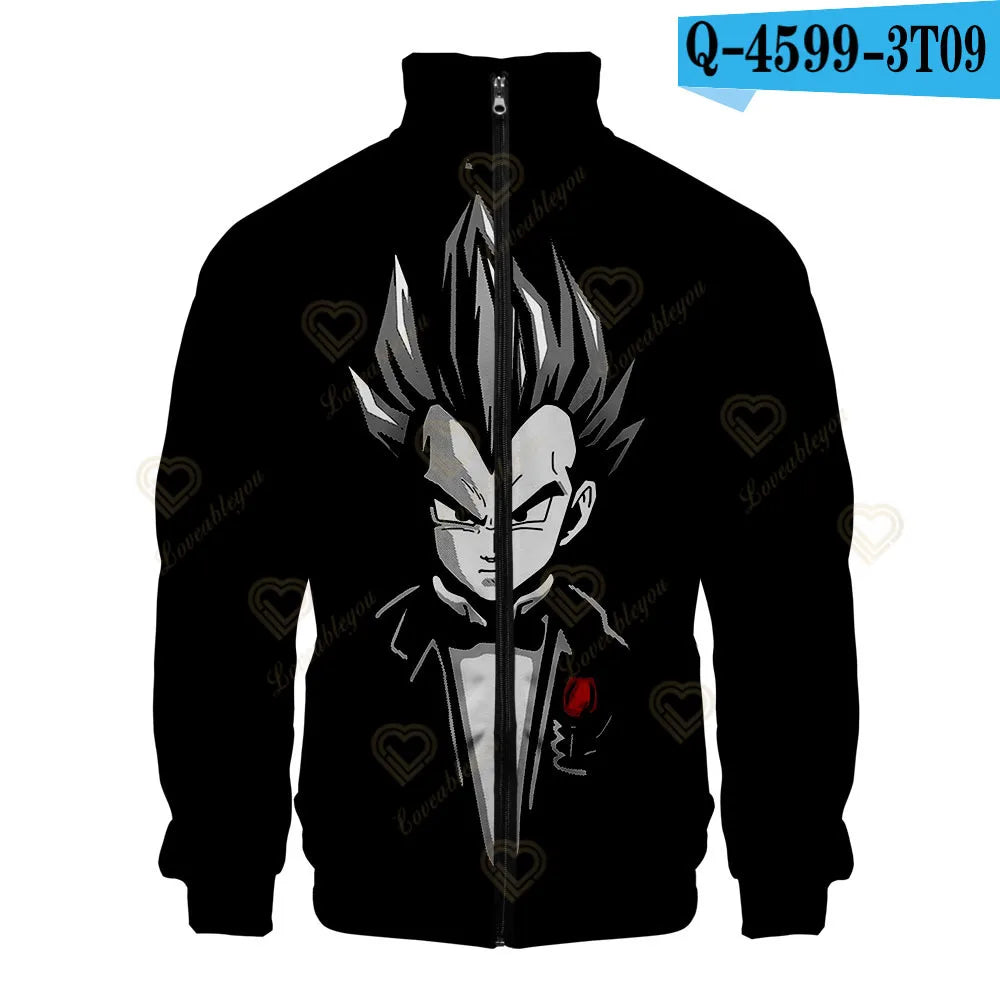 New Fashion Dragon Ball Print Stand Collar Zipper Hoodie Men Women Zipper Hoodies Jackets Long Sleeve Sport Hip Hop Sweatshirts