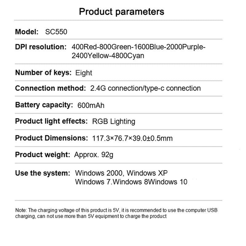 AULA SC550 gamingmus 2.4G trådlös makromus RGB-bakgrundsbelysning ergonomisk design e-sportmus PC-tillbehör
