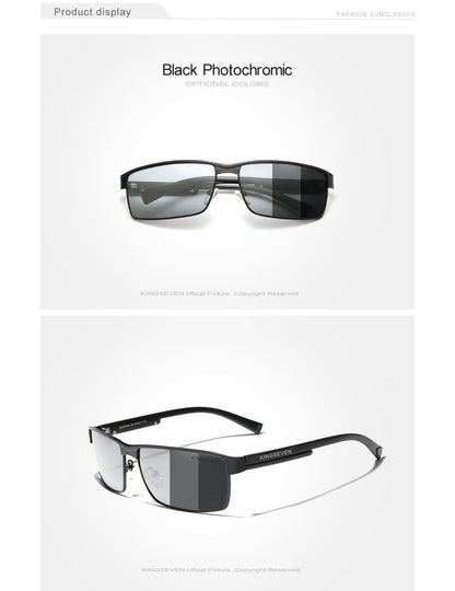 KINGSEVEN Ochelari de soare polarizați fotocromatici pentru bărbați, model pentru femei, ochelari de soare cameleon, UV400, anti-orbire, pentru șofat, ochelari pătrați