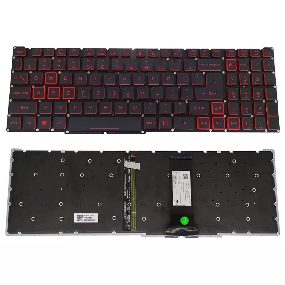Teclado retroiluminado PT-BR Brasil US RU para Acer Nitro 5 AN515-54 AN515-43 AN517-52 AN517-51 AN517-54 AN715-51 Espanha LA IT TR GR FR