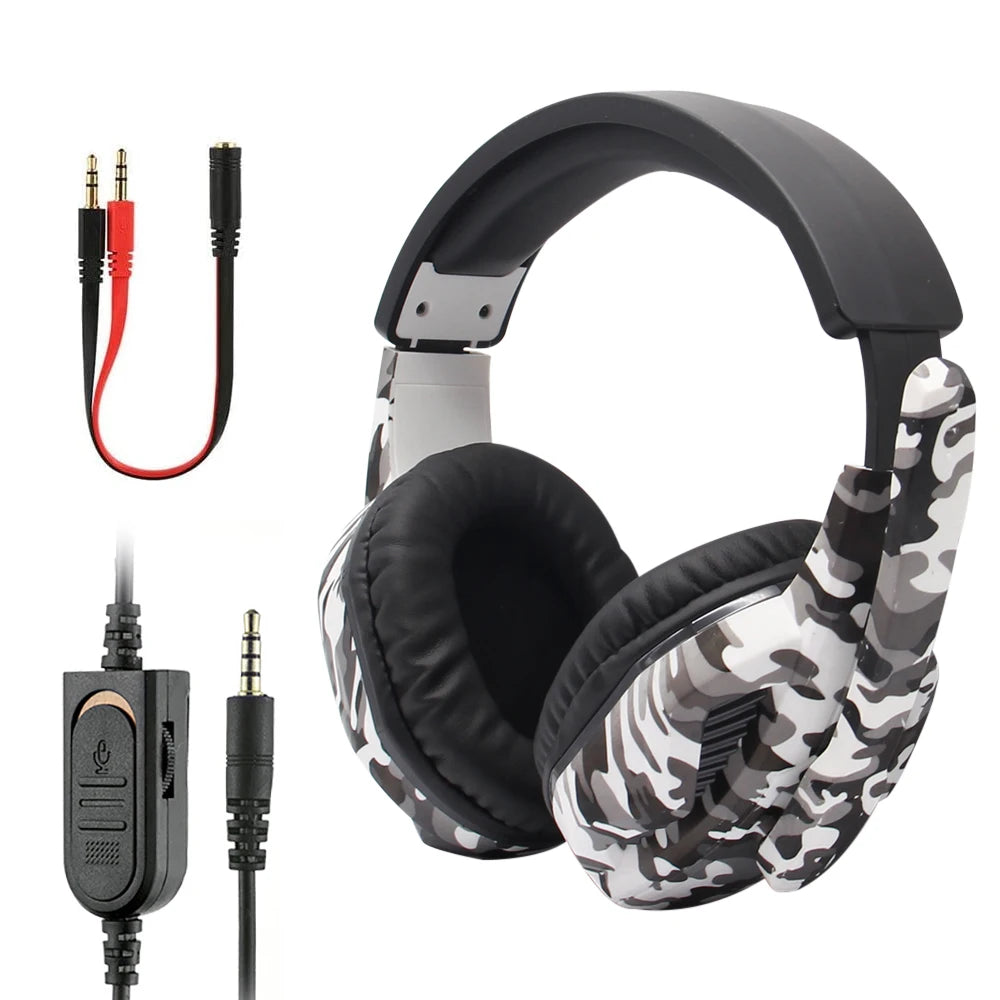 Casque de jeu de Camouflage 3.5mm Aux Cool Gamer casque pour PS4 PS3 Xbox Switch stéréo casques d'ordinateur montés sur la tête cadeau
