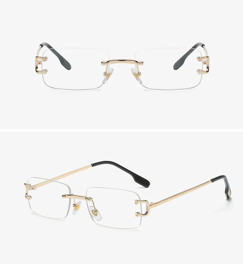 Ochelari de soare retro Kachawoo, dreptunghiulari, fără ramă, pentru bărbați și femei, UV400, mici, la modă, albastru, roz, auriu, metalici, cadouri de ziua de naștere
