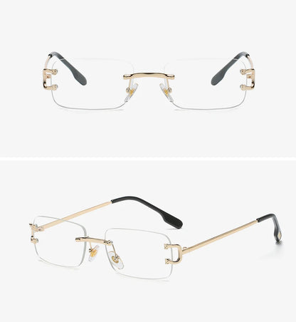 Ochelari de soare retro Kachawoo, dreptunghiulari, fără ramă, pentru bărbați și femei, UV400, mici, la modă, albastru, roz, auriu, metalici, cadouri de ziua de naștere