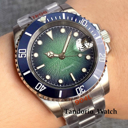 Tandorio 20ATM 40mm Men's Automatic Diver Watch For Miyota 8215 Asia 2824 Sapphire Glass Ice Blue Stainless Steel Jubilee Watch