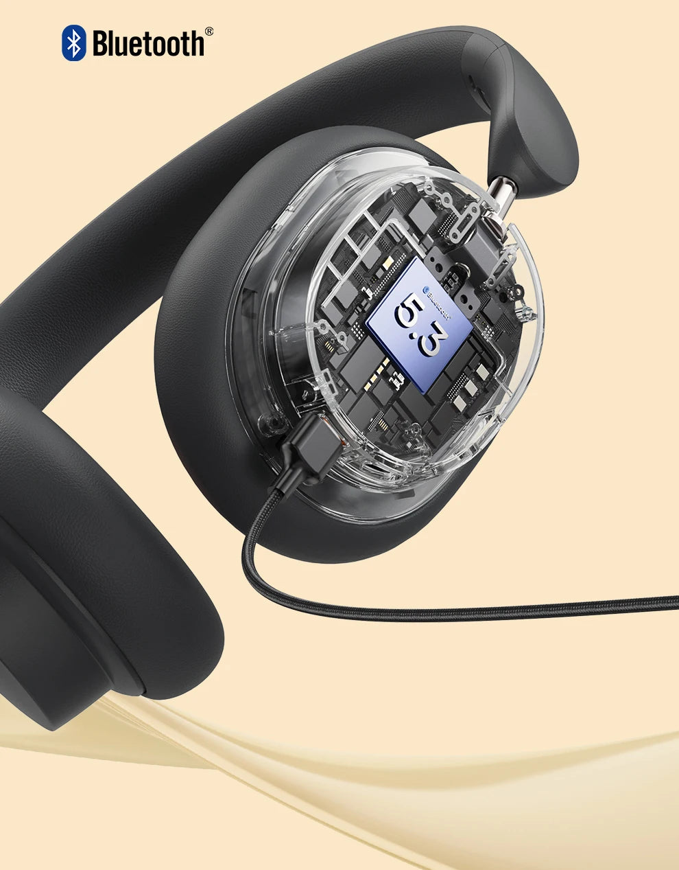 Baseus Wireless Bluetooth 5.3 Over-Ear Headphones – HiFi 40mm Driver, 70H Playtime Foldable Headset with Spatial Audio