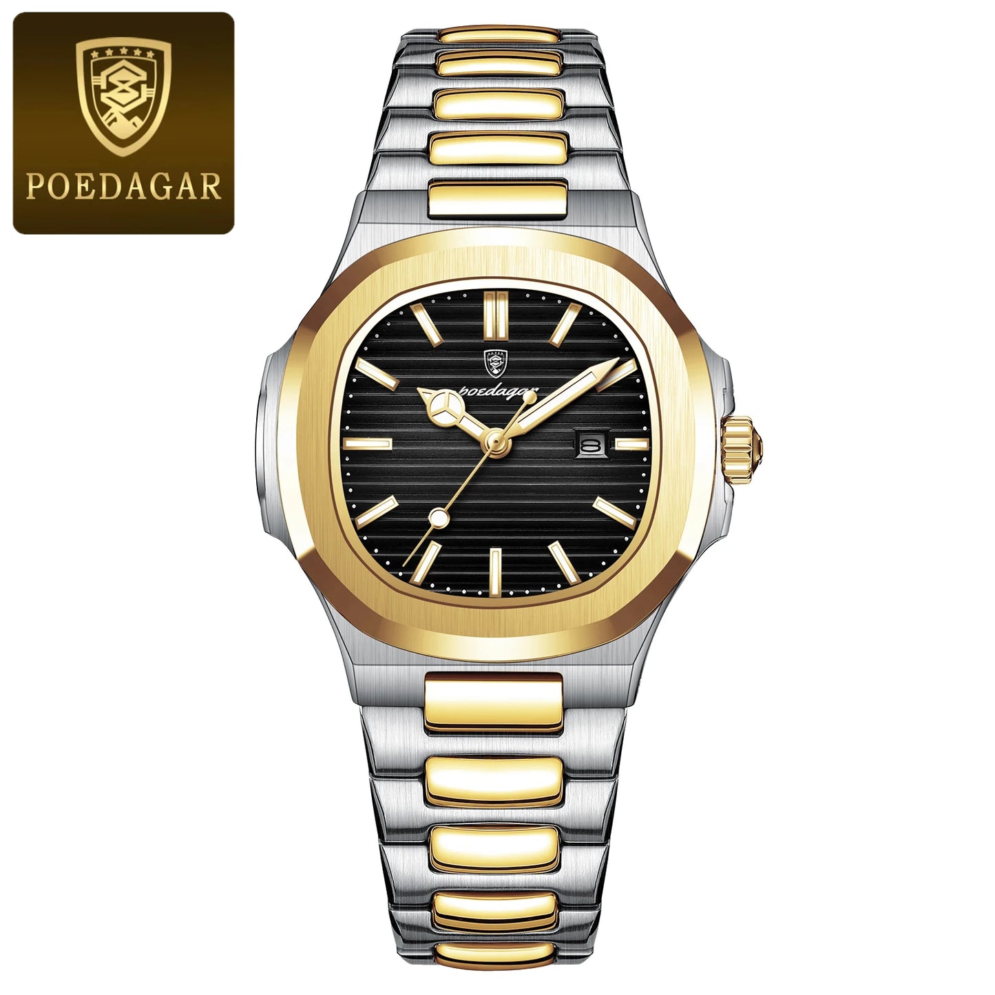 POEDAGAR Square Luxury Watch For Woman Waterproof Luminous Date Ladies Wristwatch Stainless Steel Fashion Quartz Women's Watches