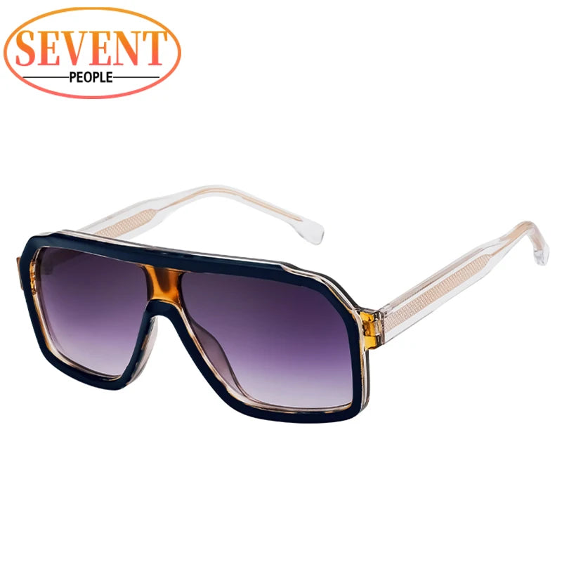 Ochelari de soare clasici, supradimensionați, pătrați, pentru bărbați, de lux, la modă, cu ramă metalică mare, ochelari de protecție, ochelari de soare eleganți pentru doamne