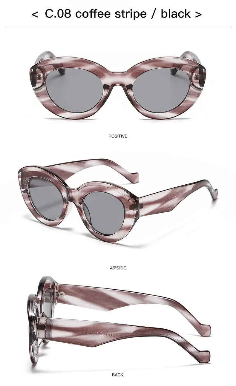 JNPCXI Ochelari de soare pentru femei, model „Cat Eye” supradimensionat, la modă, cu dungi verzi, stil retro, protecție UV400; ochelari de soare ovali pentru bărbați, la modă