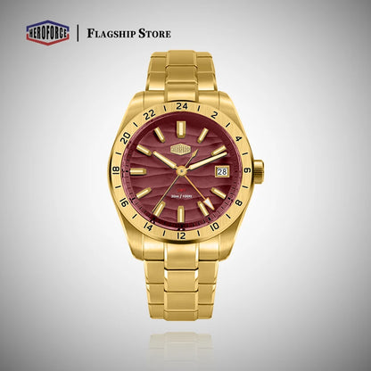 HEROFORCE Quality Original GMT Men Clock Waterproof Luminous Date Luxury Man Watch Stainless Steel Quartz Men's Watches Male
