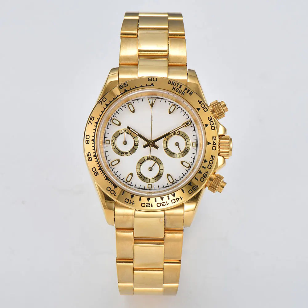 Luxury VK63 Watches gold 39mm quartz Chronograph Business Watch Men's VK63 Sport Sapphire Glass Gem dial Ceramic bezel inser