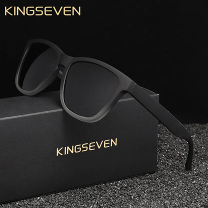 KNGSEVEN Ochelari de soare rotunzi la modă pentru bărbați și femei, casual, polarizați, cu protecție anti-UV400, pentru activități în aer liber, cu ramă neagră, potriviți pentru condus