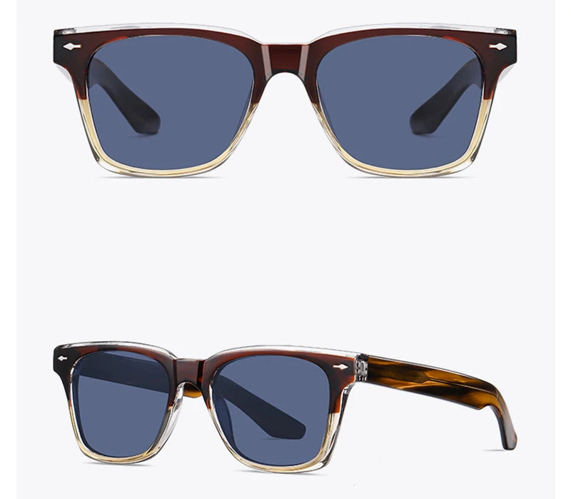 Ochelari de soare polarizați retro Swanwick TR90 pentru bărbați, ochelari de soare pătrați din acetat pentru femei, unisex, UV400, gri-negru, stil european