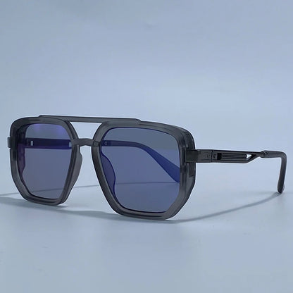Ochelari de soare pătrați polarizați pentru bărbați, de lux, în stil vintage, cu punte dublă, lentile cu gradient, ochelari de soare pentru șofat, ochelari de soare retro cu partea superioară plată, pentru bărbați
