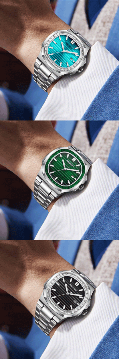 2023 New AOCASDIY Luxury Watch Business Waterproof Male Clock Luminous Date Stainless Steel Square Quartz Men Watch reloj hombre