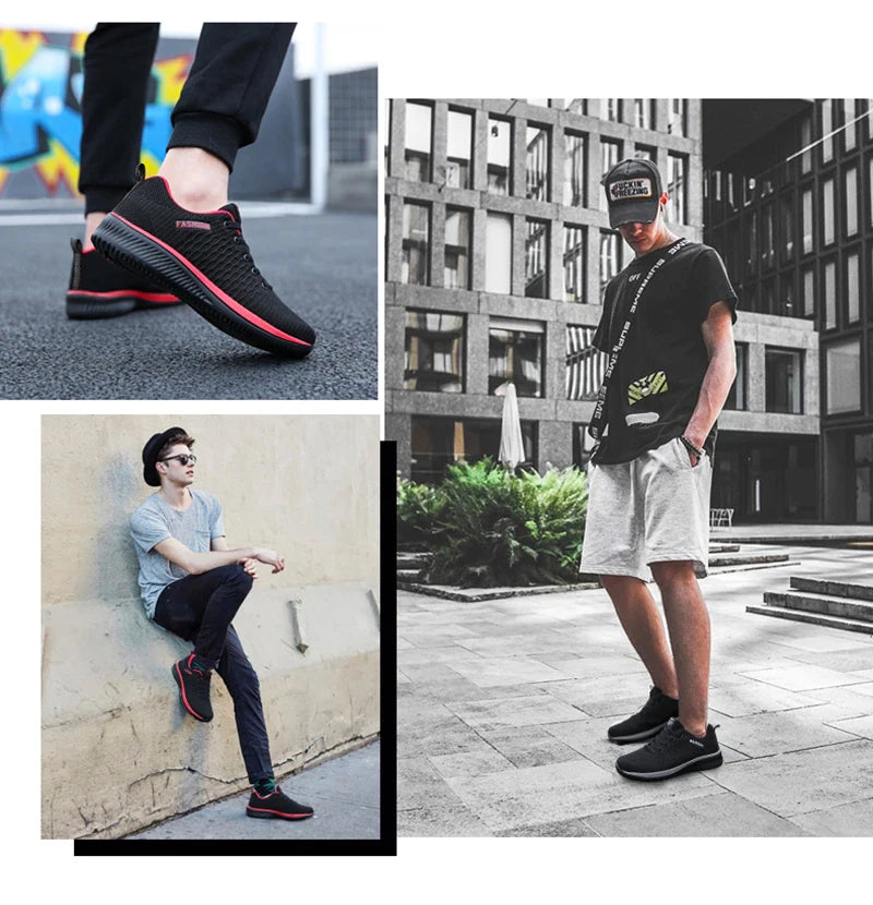 Herr- och dam-sneakers i stickat material, andningsbara sportskor för löpning, promenader och gym