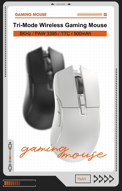 Motospeed Darmoshark N3 Pro Bluetooth – bezprzewodowa mysz gamingowa Double 8K, trójtrybowa, ładowalna, PAW3395, 64g, ergonomiczna mysz dla graczy