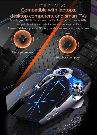 UTHAI A7 Laptop Accessories Rechargeable Wireless Mouse Mute Office Game Water Cooled Light Effect Bluetooth Mouse