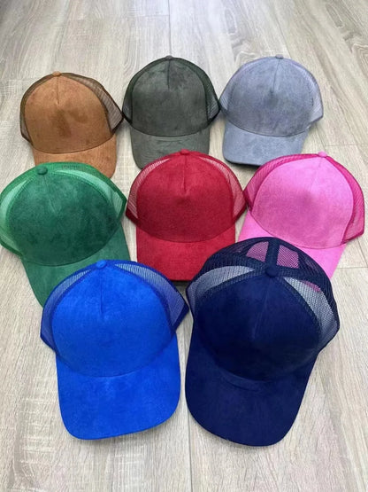 1 Piece Baseball Cap Men 5 panel Mesh Suede Trucker Hat Womren Spring Summer Outdoor Sports Hats Women Solid Color gorros