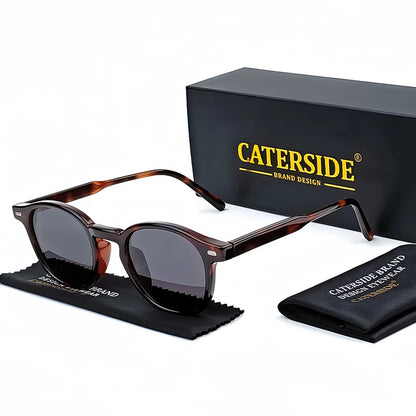 Ochelari de soare rotunzi polarizați Catside pentru bărbați, ramă TR, inserție centrală, brațe, set de ochelari de soare pentru femei, stil retro, pentru șofat, pescuit, punk, protecție UV400