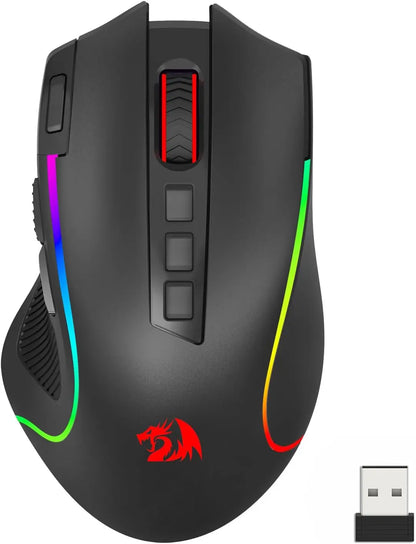 Herná myš Redragon M612 PRO BT & 2.4RGB, optická hráčska myš s 8000 DPI, káblové/bezdrôtové pripojenie, 11 programovateľných tlačidiel a 6 režimov podsvietenia