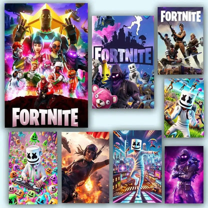 Posters Game-F-F-Fortnites autocolantes e impermeáveis, ideais para decoração de sala de estar, quarto ou bar