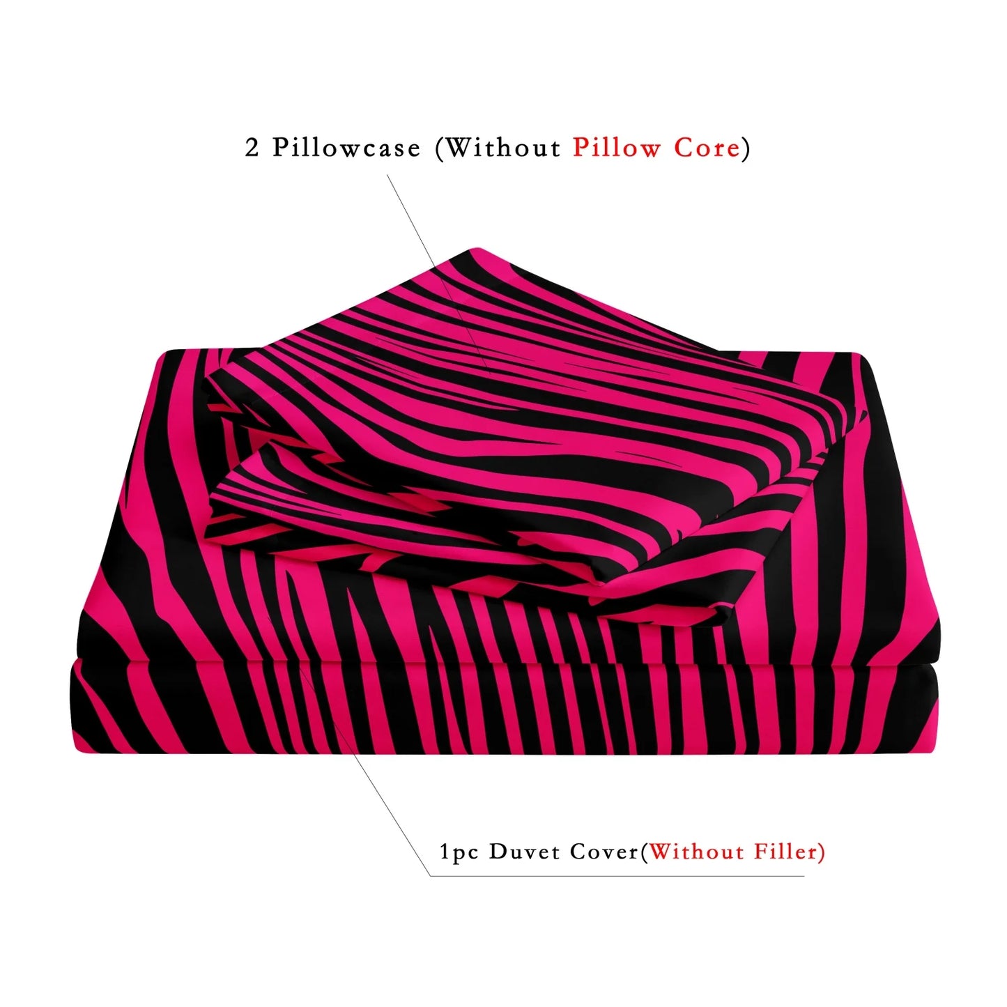 3pcs Bedding Set Rose Red Zebra Print Leopard Print Digital Print Duvet Cover Set, Digital Print, Suitable for Family Hotel Dormitory