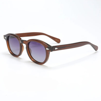 Ochelari de soare polarizați pentru bărbați și femei, stil Johnny Depp Lemtosh, ochelari de soare retro cu ramă rotundă din acetat și lentile UV400, Oculos