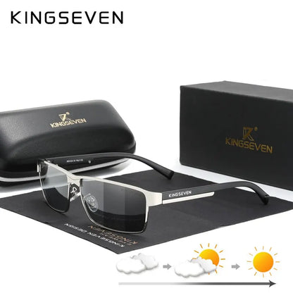 KINGSEVEN Ochelari de soare polarizați fotocromatici pentru bărbați, model pentru femei, ochelari de soare cameleon, UV400, anti-orbire, pentru șofat, ochelari pătrați