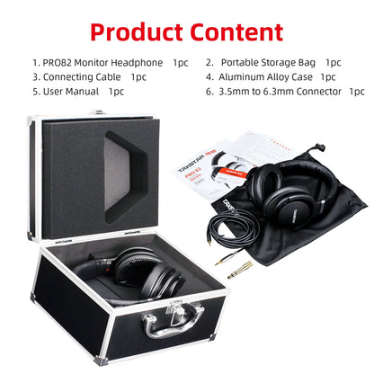 Auscultadores de Monitorização Profissional Takstar PRO82 – Headset de Estúdio HiFi Estéreo com Fio para Gravação, Gaming e Som de Precisão com Graves Ajustáveis