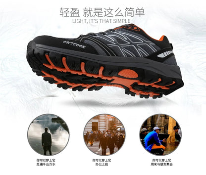 Sapatos de caminhada de marca para homem em malha respirável, calçado de viagem outdoor impermeável para caça e pesca, sapatos desportivos de montanha, todo-o-terreno e equitação