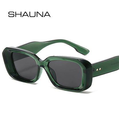 Ochelari de soare retro pătrați SHAUNA pentru femei, cu nituri, nuanțe degradate, protecție UV400, pentru bărbați, verzi și roz