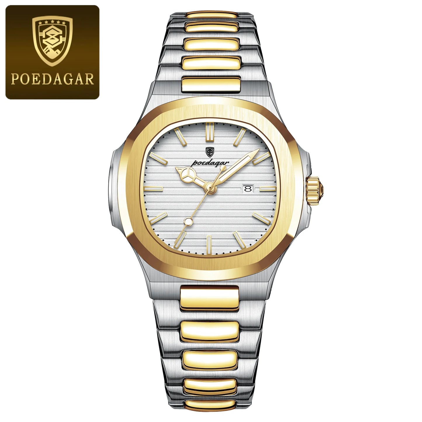 POEDAGAR Square Luxury Watch For Woman Waterproof Luminous Date Ladies Wristwatch Stainless Steel Fashion Quartz Women's Watches