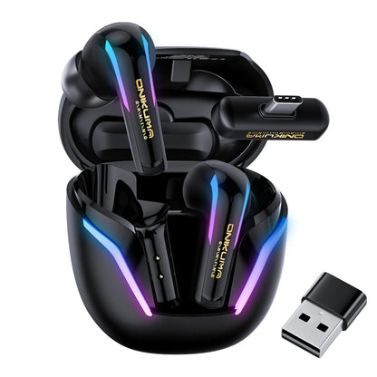 ONIKUMA T27 Wireless Earbuds Dual-mode Headset Independent Connection with Touch Control 2.4GHz Low Latency Stereo Bluetooth