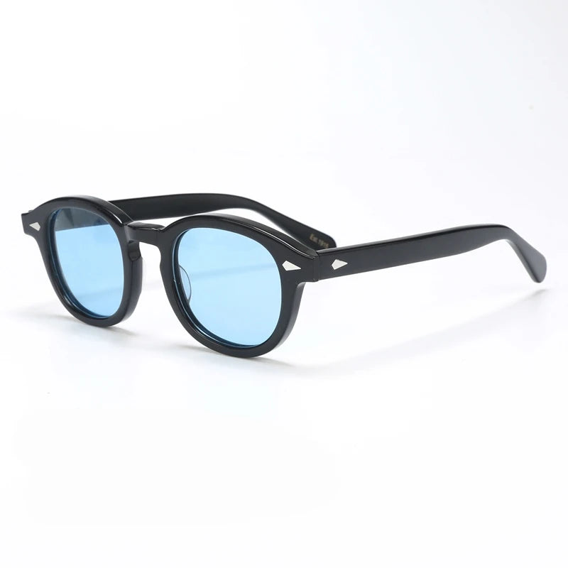 Ochelari de soare polarizați pentru bărbați și femei, stil Johnny Depp Lemtosh, ochelari de soare retro cu ramă rotundă din acetat și lentile UV400, Oculos