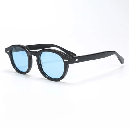 Ochelari de soare polarizați pentru bărbați și femei, stil Johnny Depp Lemtosh, ochelari de soare retro cu ramă rotundă din acetat și lentile UV400, Oculos