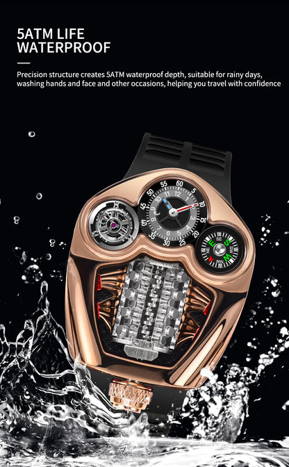 PINDU Design Engine Watches Men Top Brand Luxury Watch Compass Waterproof Quartz Wristwatch Festival Limited Watch + Gift Box