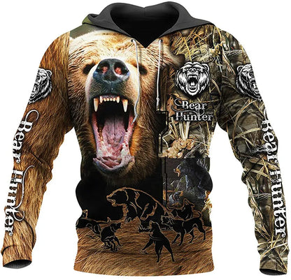 Hoodies de Outono com Leão e Lobo, Pele de Tigre Branco, Impressão 3D Integral, Sweatshirt de Homem Unissexo com Fecho, Casaco Casual de Pulôver