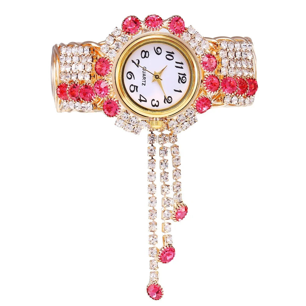 5PCS Luxury Rhinestone Women Watches Jewelry Set Fashion Adjustable Bangle Ladies Quartz Wristwatch Reloj Mujer（Without Box）