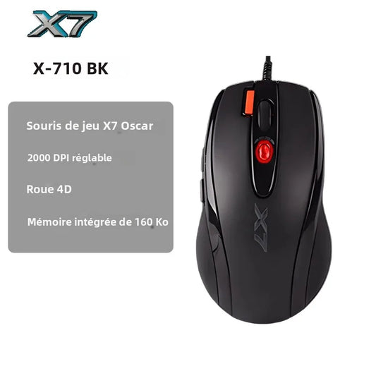 Mysz gamingowa A4TECH X7 X-710BK Oscar, 2000DPI, 1000HZ, kółko 4D, 160K pamięci wbudowanej, Oscar Mouse Editor, bez sterowników