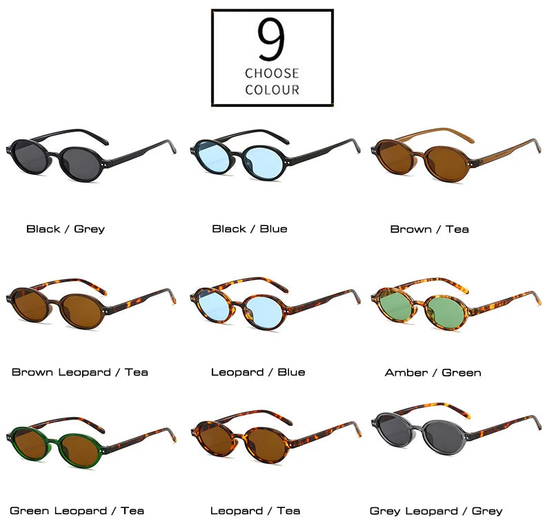 Ochelari de soare SO&EI Retro, mici, ovali, pentru femei, cu nituri, model leopard, pentru bărbați, stil punk, cu protecție UV400