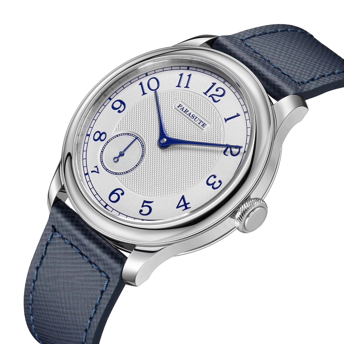 Orologio da uomo FARASUTE NEW Machinery con quadrante salmone, movimento meccanico manuale ST17, piccoli secondi e bracciale vintage Bonklip