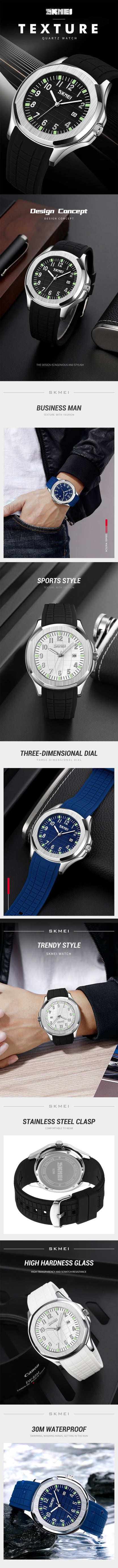 Skmei 9286 Top Brand Luxury Date Sports Silicone Watches Clock For Men Male Relogio Masculino Quartz Movement Wristwatches