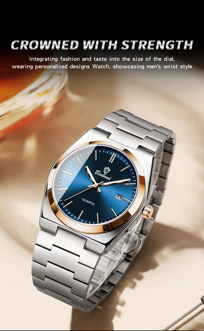 UTHAI Men Watch Light Luxury Brand Stainless Steel Calendar Waterproof Male Business Leisure Fashion Quartz Clock Watch
