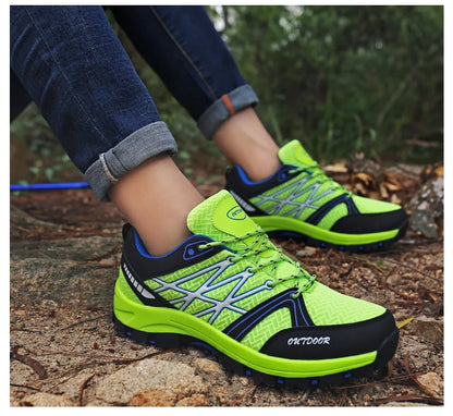 Sapatos de caminhada de marca para homem em malha respirável, calçado de viagem outdoor impermeável para caça e pesca, sapatos desportivos de montanha, todo-o-terreno e equitação